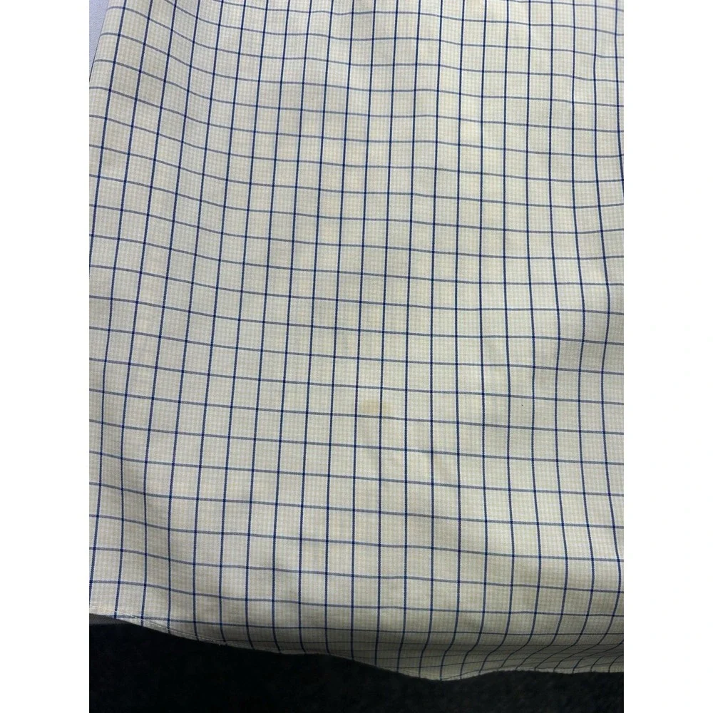 Brooks Brothers Mens Large Short Sleeve Shirt Button Down‎ Yellow Plaid *STAINS*